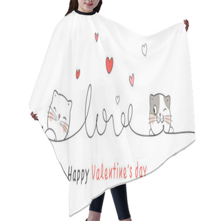 Personality  Banner Cat With Line Little Heart For Valentine's Day/Draw Banner Cat With Line Little Heart For Valentine's Day Hair Cutting Cape