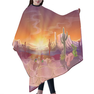 Personality  Vector Cartoon Desert Seamless Game Background Hair Cutting Cape