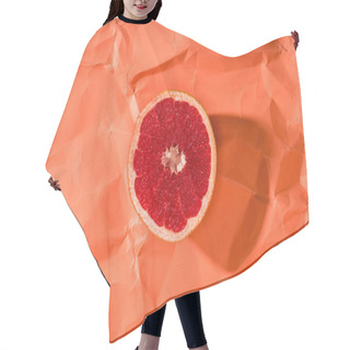 Personality  Grapefruit Half On Crumpled Paper Textured Coral Surface, Color Of 2019 Concept Hair Cutting Cape
