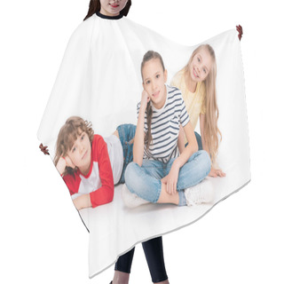 Personality  Group Of Friends Lying On Floor  Hair Cutting Cape