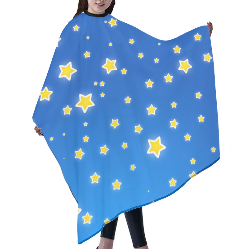 Personality  At Night. Sky With Stars. Hair Cutting Cape