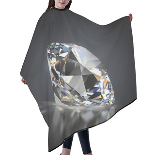 Personality  3d Generated Image. Diamond On A Black Reflective Background. Hair Cutting Cape