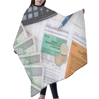 Personality  Polish Tax Form With Cash Hair Cutting Cape