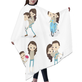 Personality  Romantic Valentine Couple Having Special Moment Illustration Set Hair Cutting Cape