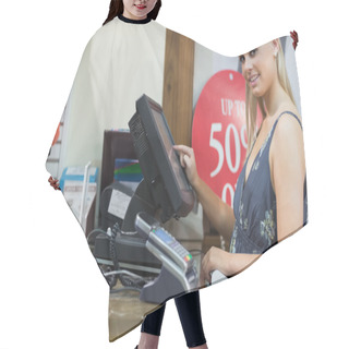 Personality  Woman At The Till Hair Cutting Cape