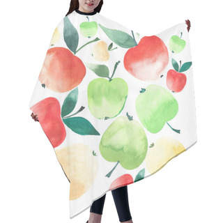 Personality  Juicy Ripe Apples Red Yellow And Green Colors Watercolor Sketch Hair Cutting Cape