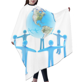 Personality  Peoples Around The Earth Planet On White Hair Cutting Cape