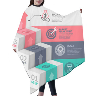 Personality  3d Business Staircase Diagram Template. Hair Cutting Cape
