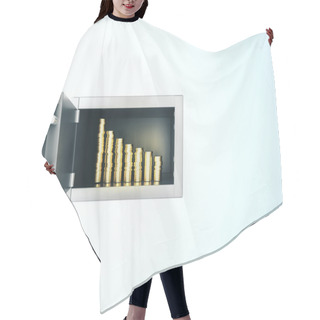 Personality  Safe In Wall With Growth Money Coins. Hair Cutting Cape