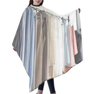 Personality  Rack With Clothes In Store Hair Cutting Cape