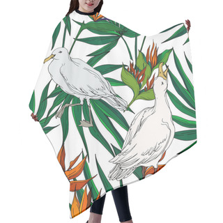 Personality  Vector Sky Bird Seagull In A Wildlife. Black And White Engraved Ink Art. Seamless Background Pattern. Hair Cutting Cape
