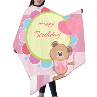 Personality  Happy Birthday Card With Teddy Bear And Heart Shaped Balloons Hair Cutting Cape