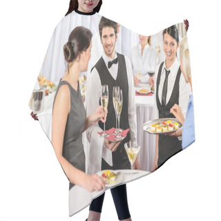 Personality  Catering Service At Company Event Offer Food Hair Cutting Cape