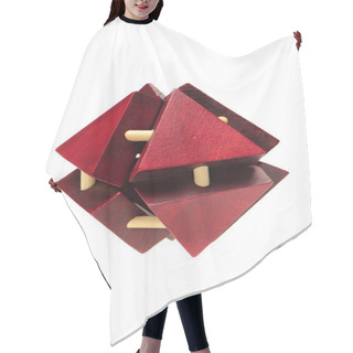 Personality  Wooden Puzzle Over White Background Hair Cutting Cape