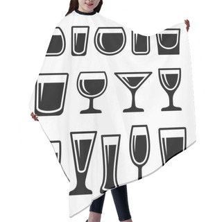 Personality  Set Of Drink Glasses Icons Hair Cutting Cape