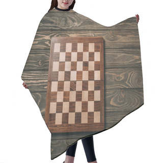 Personality  Top View Of Chessboard On Wooden Background Hair Cutting Cape