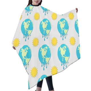 Personality  Pattern With Melting Earth And Sun Signs On Grey Background, Global Warming Concept Hair Cutting Cape