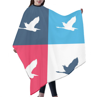 Personality  Bird Heron Flying Shape Blue And Red Four Color Minimal Icon Set Hair Cutting Cape