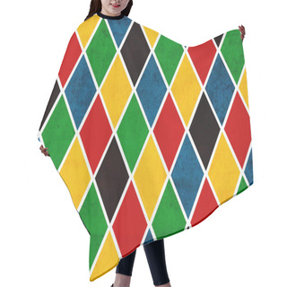 Personality  Vintage Looking Colorful Pattern Made With Harlequin Rhombuses Overlaid With Grungy Elements And Scratches Hair Cutting Cape