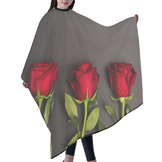 Personality  Top View Of Blooming Red Roses On Black  Hair Cutting Cape