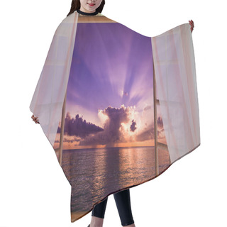 Personality  Open Window With Sea Sunset View Hair Cutting Cape