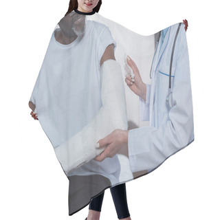 Personality  Doctor Bandaging Patient Hand Hair Cutting Cape