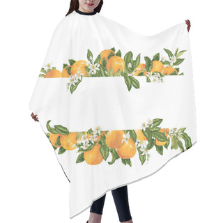 Personality  Template Frame Decprative Vector Element With Citrus Flowers And Fruits Graphic Design Illustration Hair Cutting Cape