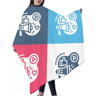 Personality  Advertising Blue And Red Four Color Minimal Icon Set Hair Cutting Cape