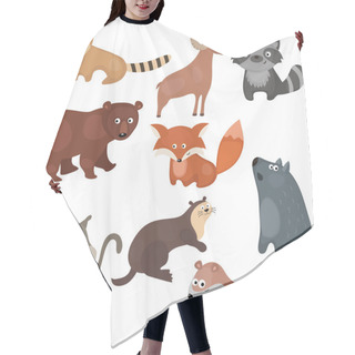 Personality  Vector Set Of Different Animals Of North America. Hair Cutting Cape