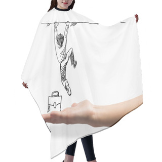 Personality  Caricature Of Businessman Hair Cutting Cape