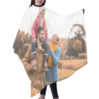 Personality  Happy Family Walking In Park Hair Cutting Cape