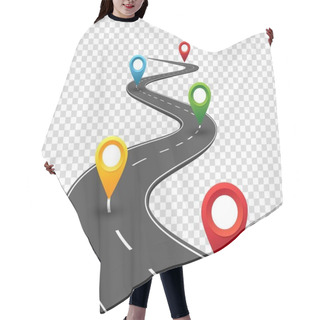 Personality  Road Infographics. Winding Road To Success With Pin Pointers. Business Journey Way. Progress Vector Concept Hair Cutting Cape