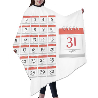 Personality  Set Of Red Calendar Icon With Days Of Month Hair Cutting Cape