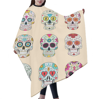 Personality  Vector Illustration Set Of Skulls In Mexican Tradition Hair Cutting Cape