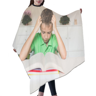 Personality  Young Boy Reading Book Hair Cutting Cape