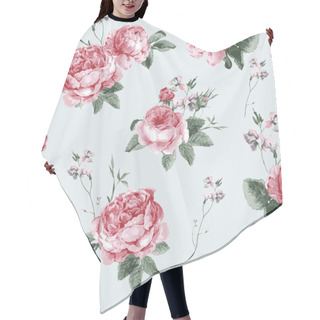 Personality  Vintage Floral Seamless Background With Blooming English Roses Hair Cutting Cape
