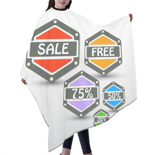 Personality  Set Of Vector Sale Labels Hair Cutting Cape