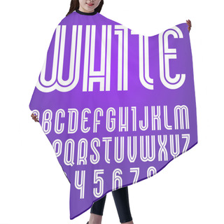 Personality  Disco Font. Trendy Alphabet, White Vector Letters On A Purple Background Hair Cutting Cape