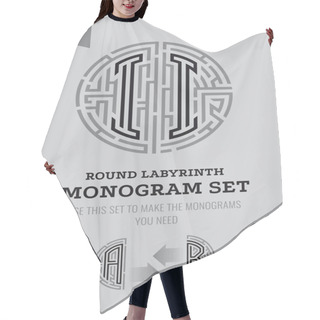 Personality  I Letter Maze. Set For The Labyrinth Logo And Monograms, Coat Of Arms, Heraldry. Hair Cutting Cape