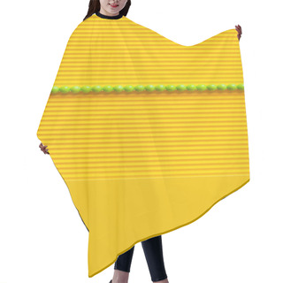 Personality  Top View Of Green Balls In Horizontal Row On Yellow Textured Background Hair Cutting Cape