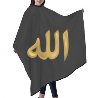 Personality  Allah Word Gold Plated Metalic Icon Or Logo Vector Hair Cutting Cape