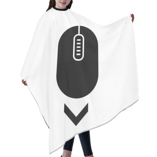 Personality  Scroll Down Mouse Black Glyph Icon. Internet Page Browsing And Scrolling. Website Pointer. PC Mouse With Buttons And Wheel . Silhouette Symbol On White Space. Vector Isolated Illustration Hair Cutting Cape