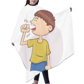 Personality  Boy Coughing Illustration Hair Cutting Cape