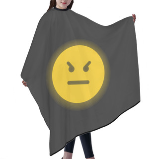Personality  Angry Emoticon Square Face Yellow Glowing Neon Icon Hair Cutting Cape