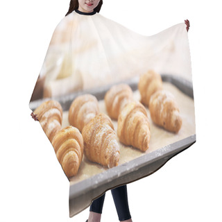 Personality  Baking Croissant Cookies.  Hair Cutting Cape