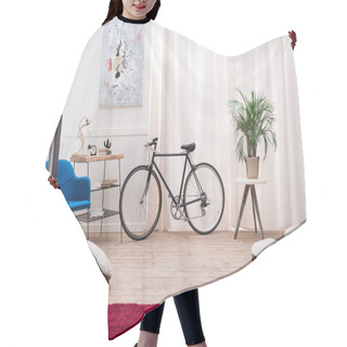 Personality  Bicycle Standing In A Living Room Near The Window Hair Cutting Cape