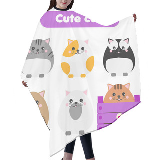 Personality  Cute Kawaii Cats. Children Style, Isolated Design Elements, Vector. Cartoon Cats Set Hair Cutting Cape