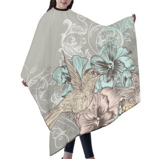 Personality  Elegant Floral Background With Flowers And Humming Birds Hair Cutting Cape