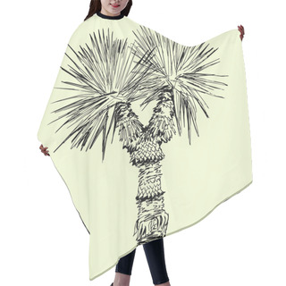 Personality  Hand Drawn Black And White Single Palm Tree Hair Cutting Cape