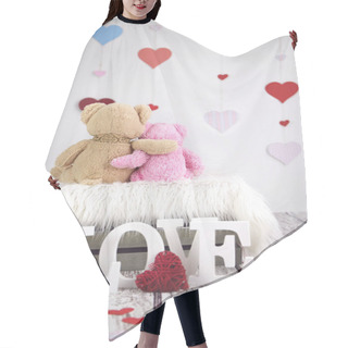 Personality  Two Toy Teddy Bears Hair Cutting Cape